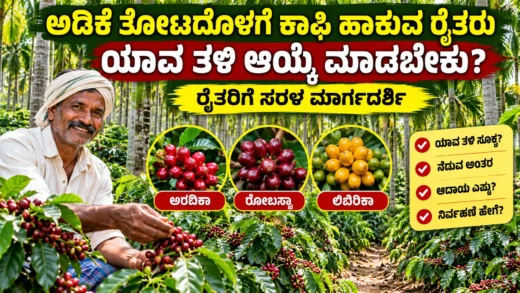 ಅಡಿಕೆ ತೋಟದ ನಡುವೆ ಕಾಫಿ ಬೆಳೆ ಮತ್ತು ಸೂಕ್ತ ಕಾಫಿ ತಳಿಗಳ ಆಯ್ಕೆ ಕುರಿತ ಚಿತ್ರ