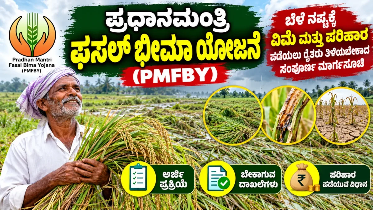 ಪ್ರಧಾನ ಮಂತ್ರಿ ಫಸಲ್ ಬಿಮಾ ಯೋಜನೆ PMFBY ಬೆಳೆ ವಿಮೆ ಮತ್ತು ಬೆಳೆ ನಷ್ಟ ಪರಿಹಾರದ ಚಿತ್ರ