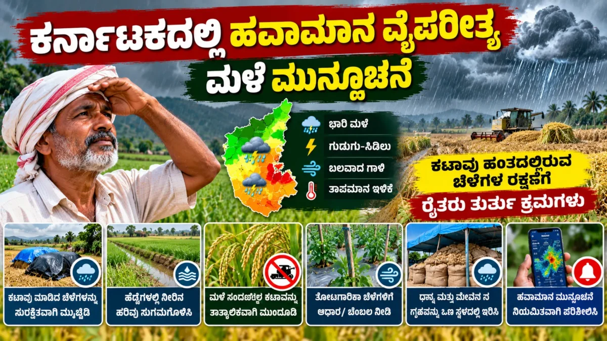 ಕರ್ನಾಟಕ ಮಳೆ ಮುನ್ಸೂಚನೆ ಮತ್ತು ಕಟಾವಿನ ಬೆಳೆ ರಕ್ಷಣೆ ಕುರಿತ ಕೃಷಿ ಚಿತ್ರ