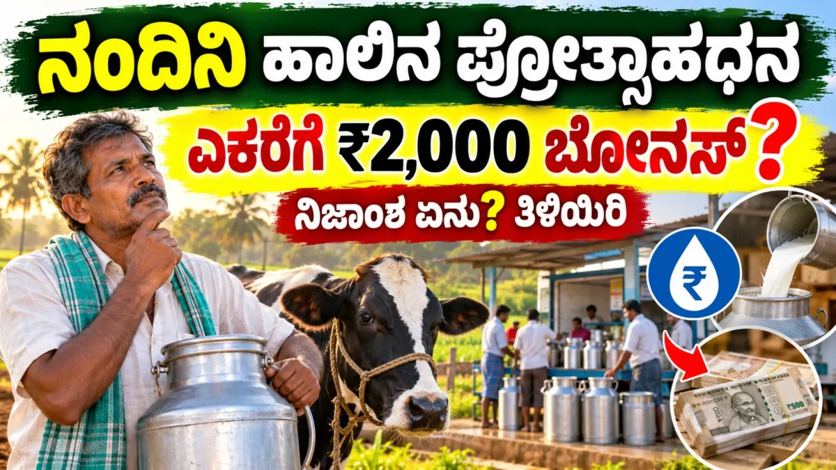 ಕರ್ನಾಟಕದ ಹಾಲು ಉತ್ಪಾದಕರಿಗೆ ನಂದಿನಿ ಪ್ರೋತ್ಸಾಹ ಧನ ವಿವರಿಸುವ ಹಸು ಮತ್ತು ಡೇರಿ ಮಾಹಿತಿ ಚಿತ್ರ