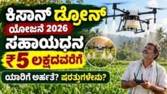 ಕೃಷಿ ಹೊಲದ ಮೇಲೆ ಕೆಲಸ ಮಾಡುತ್ತಿರುವ ಕೃಷಿ ಡ್ರೋನ್ ಕುರಿತ ಮಾಹಿತಿ ಚಿತ್ರ