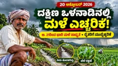 ಕರ್ನಾಟಕ ಹವಾಮಾನ ವರದಿ ಮತ್ತು ಭಾರಿ ಮಳೆ ಮುನ್ನೆಚ್ಚರಿಕೆ ಕುರಿತ ರೈತರಿಗೆ ಮಾಹಿತಿ ಚಿತ್ರ