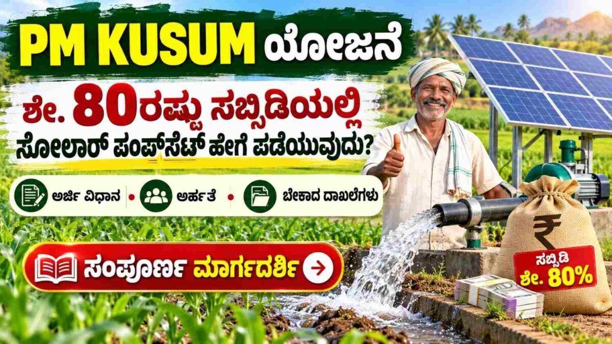 PM KUSUM ಯೋಜನೆಯ ಕೃಷಿ ಸೌರ ನೀರಾವರಿ ಪಂಪ್ ಕುರಿತ ಚಿತ್ರ