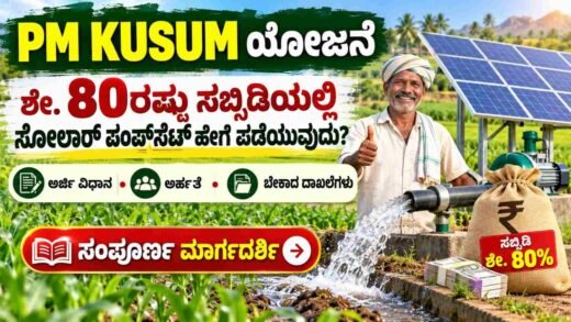 PM KUSUM ಯೋಜನೆಯ ಕೃಷಿ ಸೌರ ನೀರಾವರಿ ಪಂಪ್ ಕುರಿತ ಚಿತ್ರ