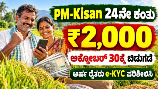 ಪಿಎಂ ಕಿಸಾನ್ ₹2,000 ನೆರವಿನ ಸುದ್ದಿಯಲ್ಲಿ ಸಂತಸ ಮತ್ತು ನಿರೀಕ್ಷೆಯಲ್ಲಿರುವ ಭಾರತೀಯ ರೈತ ದಂಪತಿಯ ಚಿತ್ರ
