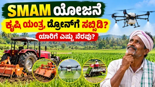 ಕೃಷಿ ಯಂತ್ರೋಪಕರಣ ಮತ್ತು ಡ್ರೋನ್ ಬಳಕೆಯ SMAM ಯೋಜನೆ ಕುರಿತ ಚಿತ್ರ