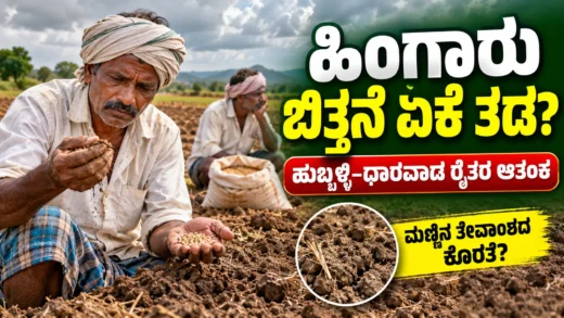ಉತ್ತರ ಕರ್ನಾಟಕದಲ್ಲಿ ಹಿಂಗಾರು ಬಿತ್ತನೆಗೆ ಮಳೆಯ ನಿರೀಕ್ಷೆಯಲ್ಲಿರುವ ರೈತ ಮತ್ತು ಒಣ ಕೃಷಿ ಹೊಲ