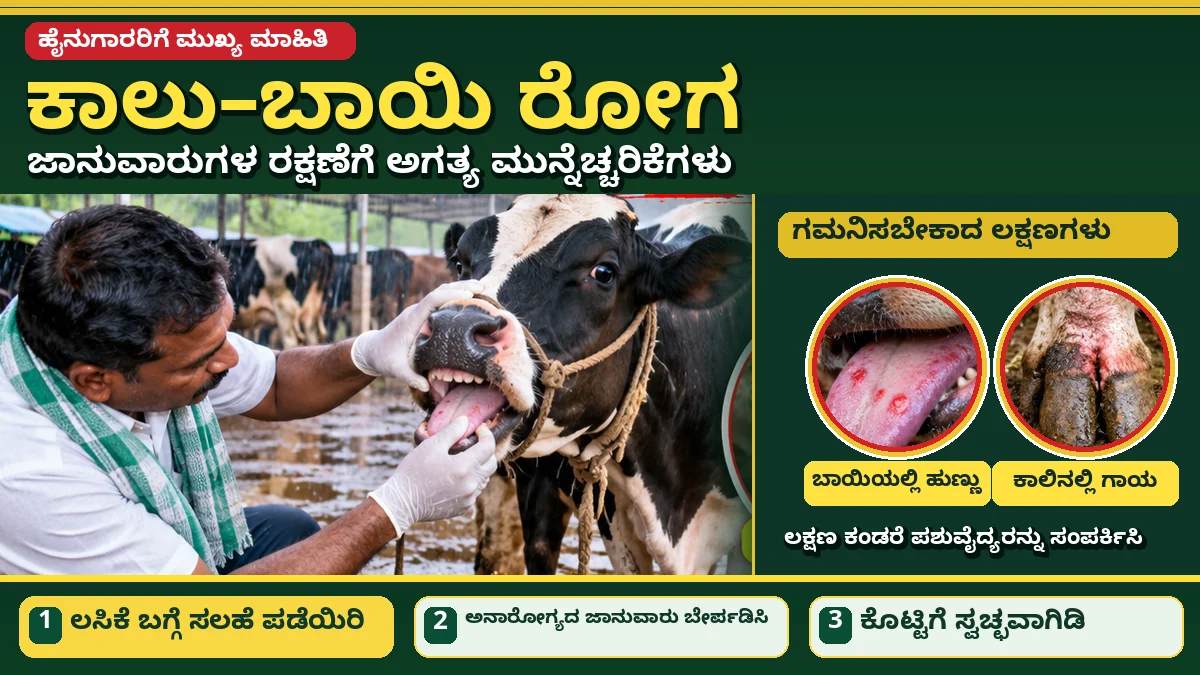 ಜಾನುವಾರುಗಳಲ್ಲಿ ಕಾಲು ಬಾಯಿ ರೋಗದ ಬಗ್ಗೆ ಎಚ್ಚರಿಕೆ ಮತ್ತು ಹೈನುಗಾರರ ಪಶು ಆರೋಗ್ಯ ಆರೈಕೆ