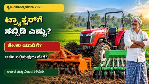 ಕರ್ನಾಟಕ ಕೃಷಿ ಯಾಂತ್ರೀಕರಣ ಯೋಜನೆಯ ಟ್ರ್ಯಾಕ್ಟರ್ ಮತ್ತು ಕೃಷಿ ಯಂತ್ರೋಪಕರಣ ಮಾಹಿತಿ ಚಿತ್ರ
